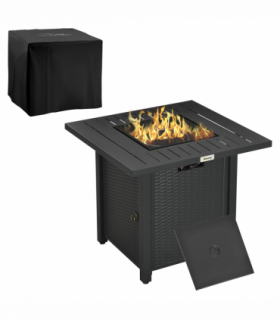 Outsunny 50,000 BTU Gas Firepit Table with Protective Cover, Spark Guard