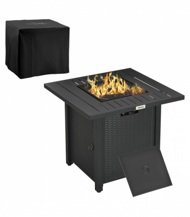Outsunny 50,000 BTU Gas Firepit Table with Protective Cover, Spark Guard