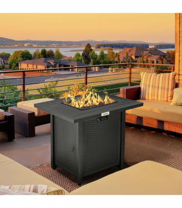 Outsunny 50,000 BTU Gas Firepit Table with Protective Cover, Spark Guard