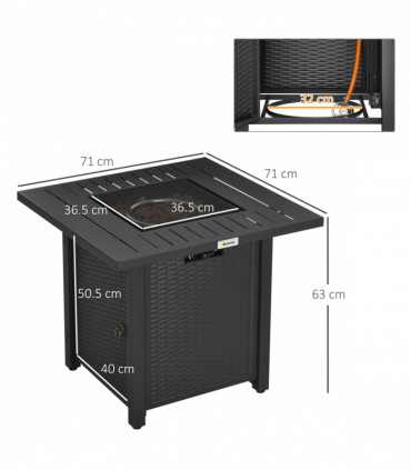 Outsunny 50,000 BTU Gas Firepit Table with Protective Cover, Spark Guard