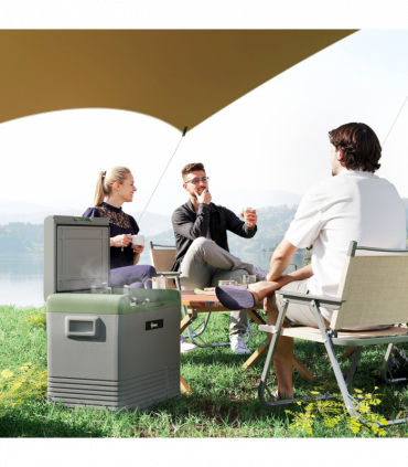 Outsunny 50L Car Refrigerator 12V Portable Freezer for Camping, Light Green