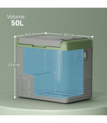 Outsunny 50L Car Refrigerator 12V Portable Freezer for Camping, Light Green
