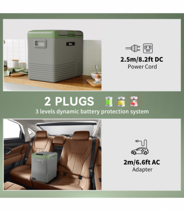 Outsunny 50L Car Refrigerator 12V Portable Freezer for Camping, Light Green