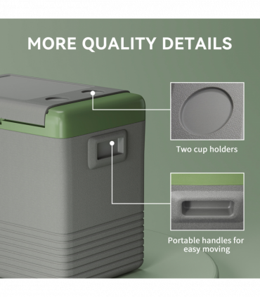 Outsunny 50L Car Refrigerator 12V Portable Freezer for Camping, Light Green