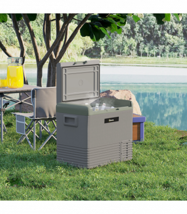 Outsunny 50L Car Refrigerator 12V Portable Freezer for Camping, Light Green