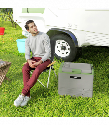 Outsunny 50L Car Refrigerator 12V Portable Freezer for Camping, Light Green