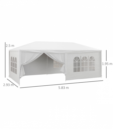 Outsunny 6 x 3(m) Outdoor Gazebo Canopy Party Tent with 6 Removable Side Walls