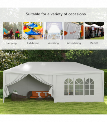 Outsunny 6 x 3(m) Outdoor Gazebo Canopy Party Tent with 6 Removable Side Walls