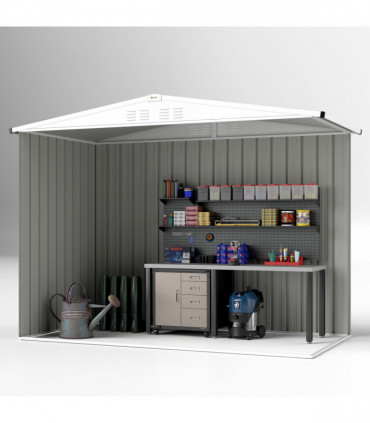 Outsunny 8 x 4 ft Garden Storage Shed, Outdoor Metal Shed, Light Grey