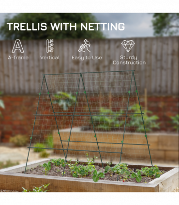 Outsunny A-Frame Trellis Plant Support for Vegetables, Flowers, Fruit