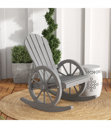 Outsunny Adirondack Rocking Chair Porch Poolside Garden Lounging Grey