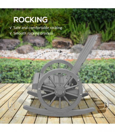 Outsunny Adirondack Rocking Chair Porch Poolside Garden Lounging Grey