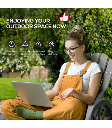 Outsunny Adirondack Rocking Chair Porch Poolside Garden Lounging Grey
