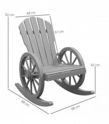 Outsunny Adirondack Rocking Chair Porch Poolside Garden Lounging Grey