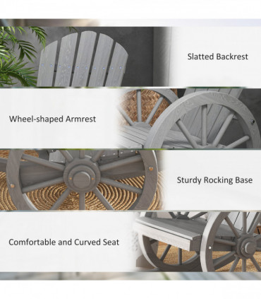 Outsunny Adirondack Rocking Chair Porch Poolside Garden Lounging Grey