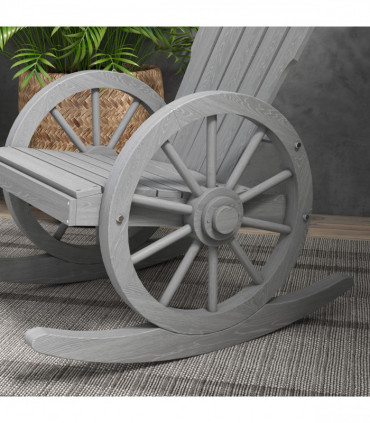 Outsunny Adirondack Rocking Chair Porch Poolside Garden Lounging Grey