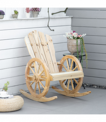 Outsunny Adirondack Rocking Chair Porch Poolside Garden Lounging Natural