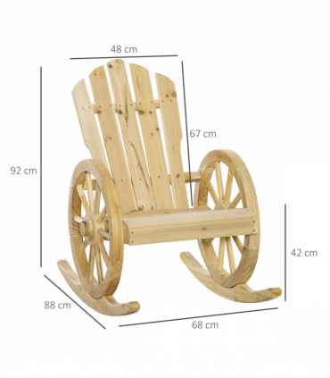 Outsunny Adirondack Rocking Chair Porch Poolside Garden Lounging Natural