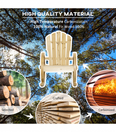 Outsunny Adirondack Rocking Chair Porch Poolside Garden Lounging Natural