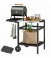 Outsunny BBQ Trolley with Foldable Side Table, Movable Pizza Table, Black