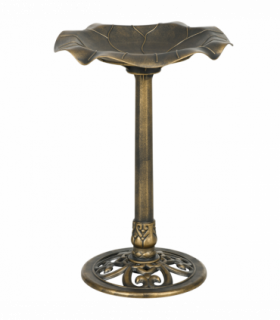 Outsunny Bird Bath for Garden, Birdbath with Lotus Leaf Basin, Bronze Tone