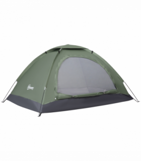 Outsunny Camping Tent for 2 Person Dome Tent w/ Storage Pocket Dark Green