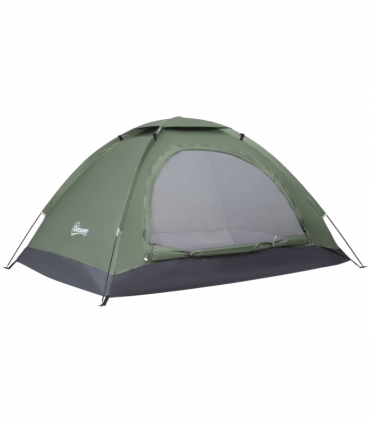 Outsunny Camping Tent for 2 Person Dome Tent w/ Storage Pocket Dark Green