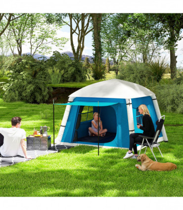 Outsunny Inflatable Camping Tent, 2 Man Tent, Light Blue