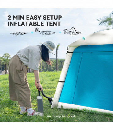Outsunny Inflatable Camping Tent, 2 Man Tent, Light Blue