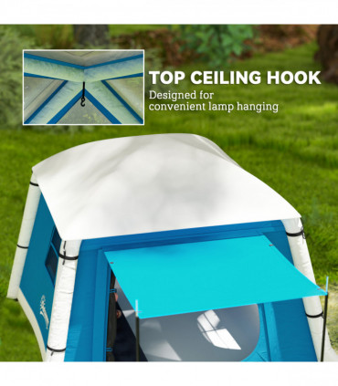 Outsunny Inflatable Camping Tent, 2 Man Tent, Light Blue