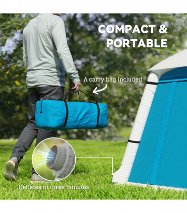 Outsunny Inflatable Camping Tent, 2 Man Tent, Light Blue