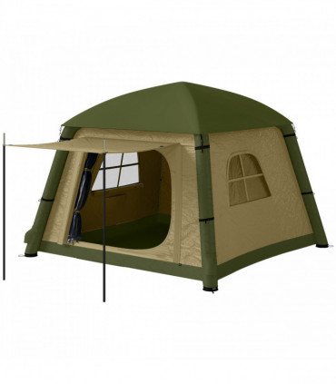 Outsunny Inflatable Camping Tent, Easy Setup 2 Man Tent, Brown