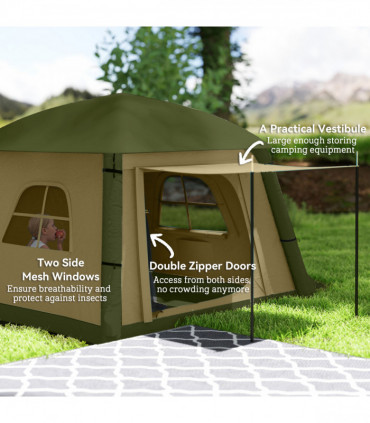 Outsunny Inflatable Camping Tent, Easy Setup 2 Man Tent, Brown