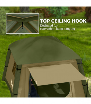 Outsunny Inflatable Camping Tent, Easy Setup 2 Man Tent, Brown