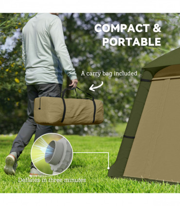 Outsunny Inflatable Camping Tent, Easy Setup 2 Man Tent, Brown