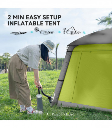 Outsunny Inflatable Camping Tent, Easy Setup 2 Man Tent, Green