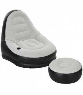 Outsunny Inflatable Chair and Foot Stool for Gaming, Reading, Watching, Grey