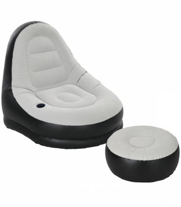 Outsunny Inflatable Chair and Foot Stool for Gaming, Reading, Watching, Grey