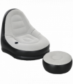 Outsunny Inflatable Chair and Foot Stool for Gaming, Reading, Watching, Grey