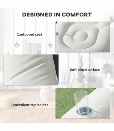 Outsunny Inflatable Chair and Foot Stool for Gaming, Reading, Watching, Grey