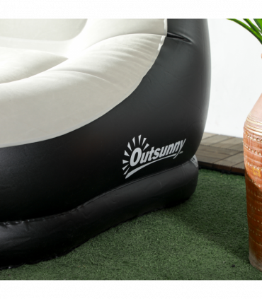 Outsunny Inflatable Chair and Foot Stool for Gaming, Reading, Watching, Grey