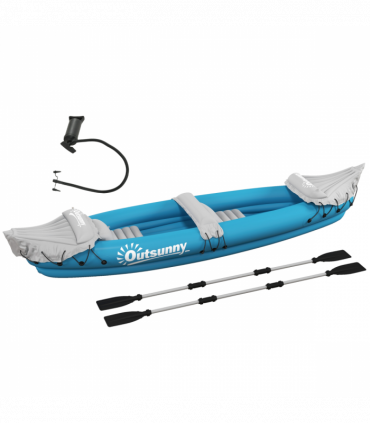 Outsunny Inflatable Kayak Two-Person Inflatable Boat w/ Air Pump, Blue