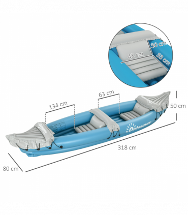 Outsunny Inflatable Kayak Two-Person Inflatable Boat w/ Air Pump, Blue
