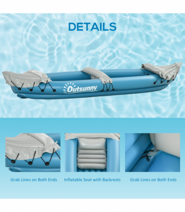 Outsunny Inflatable Kayak Two-Person Inflatable Boat w/ Air Pump, Blue