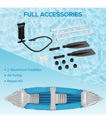 Outsunny Inflatable Kayak Two-Person Inflatable Boat w/ Air Pump, Blue