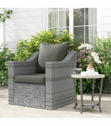 Outsunny One-piece Outdoor Back and Seat Cushion for Garden, Charcoal Grey