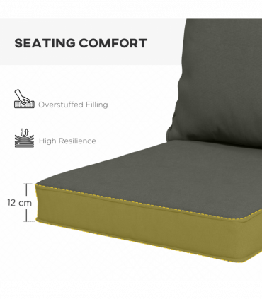 Outsunny One-piece Outdoor Back and Seat Cushion for Garden, Charcoal Grey