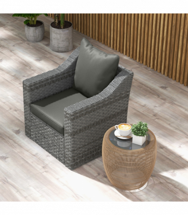 Outsunny One-piece Outdoor Back and Seat Cushion for Garden, Charcoal Grey