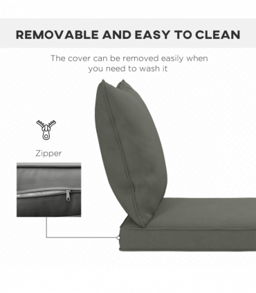 Outsunny One-piece Outdoor Back and Seat Cushion for Garden, Charcoal Grey