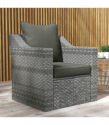 Outsunny One-piece Outdoor Back and Seat Cushion for Garden, Charcoal Grey